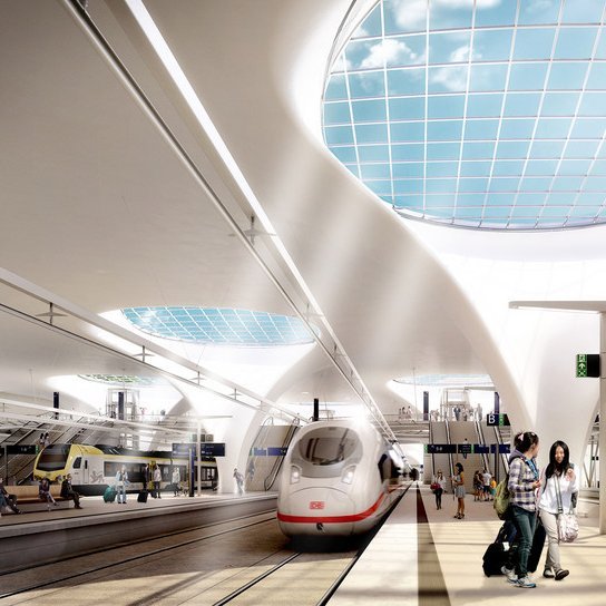 Modellansicht Bahnsteighalle S21