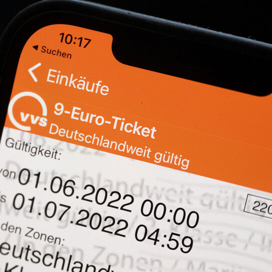 App Ansicht VVS, Einkauf 9-Euro-Ticket