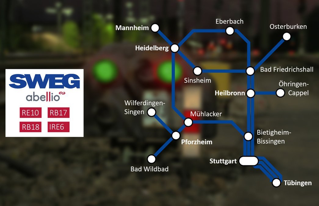 Streckennetz von Abellio in Baden-Württemberg